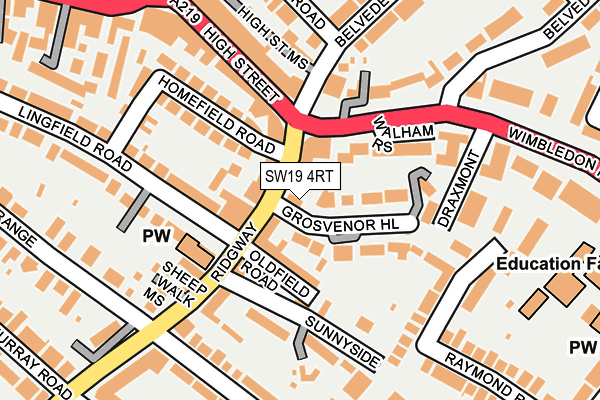 SW19 4RT map - OS OpenMap – Local (Ordnance Survey)