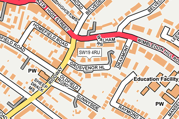 SW19 4RU map - OS OpenMap – Local (Ordnance Survey)