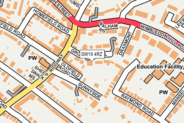 SW19 4RZ map - OS OpenMap – Local (Ordnance Survey)