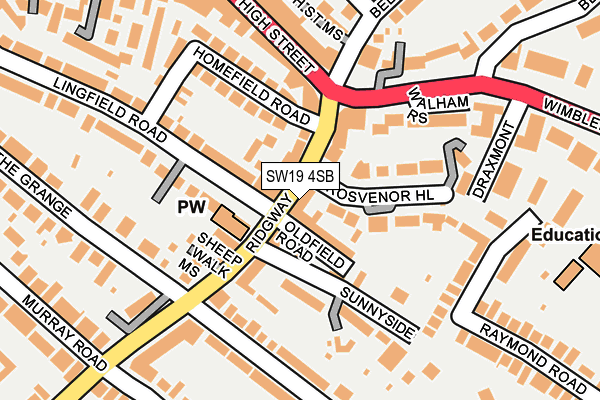 SW19 4SB map - OS OpenMap – Local (Ordnance Survey)