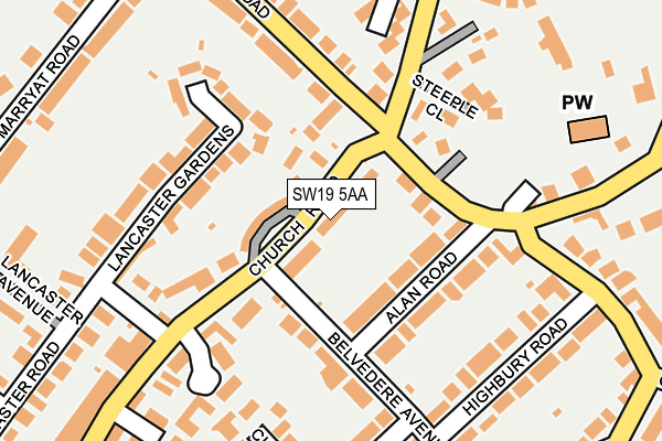 SW19 5AA map - OS OpenMap – Local (Ordnance Survey)