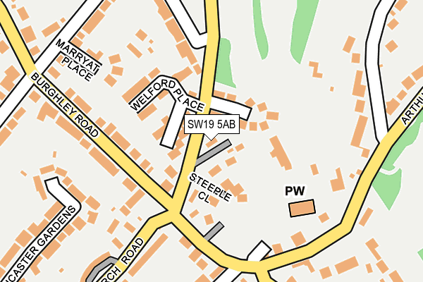 SW19 5AB map - OS OpenMap – Local (Ordnance Survey)