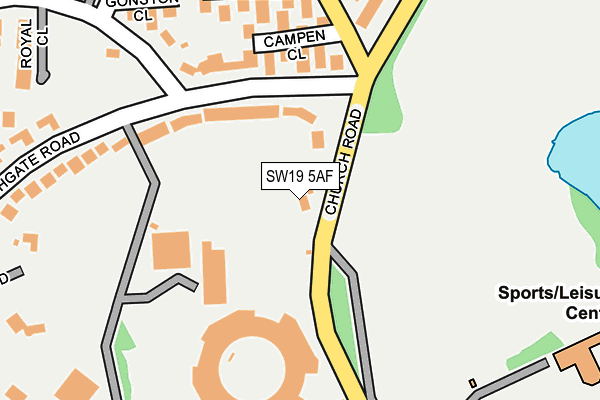 SW19 5AF map - OS OpenMap – Local (Ordnance Survey)