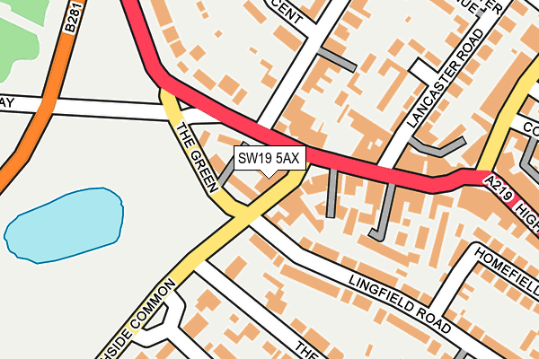 SW19 5AX map - OS OpenMap – Local (Ordnance Survey)