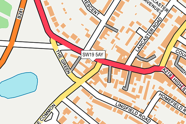 SW19 5AY map - OS OpenMap – Local (Ordnance Survey)