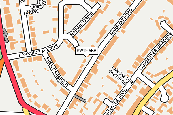 SW19 5BB map - OS OpenMap – Local (Ordnance Survey)