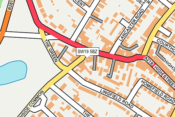 SW19 5BZ map - OS OpenMap – Local (Ordnance Survey)