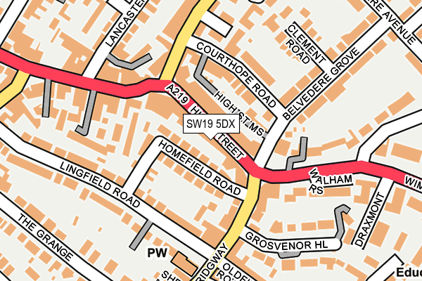SW19 5DX map - OS OpenMap – Local (Ordnance Survey)