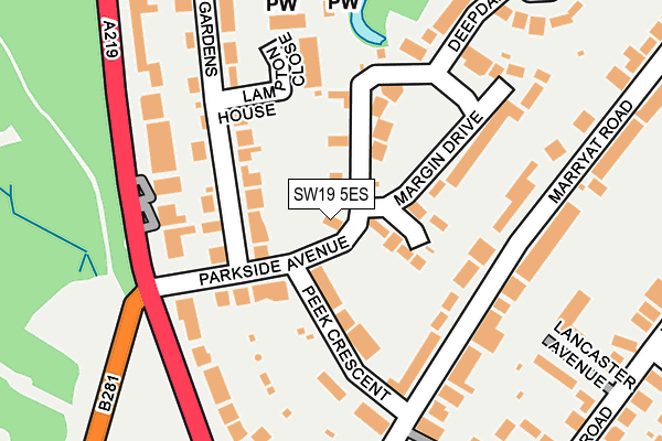 SW19 5ES map - OS OpenMap – Local (Ordnance Survey)