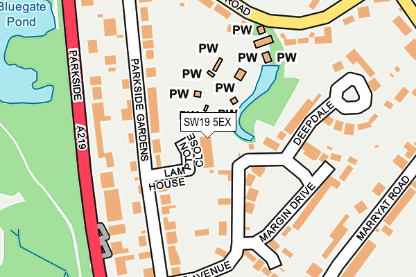 SW19 5EX map - OS OpenMap – Local (Ordnance Survey)