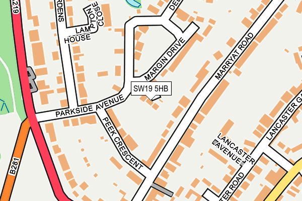 SW19 5HB map - OS OpenMap – Local (Ordnance Survey)