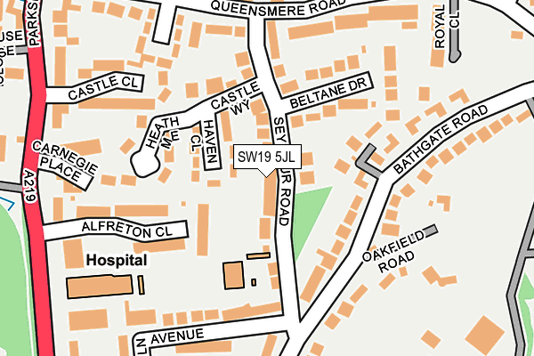 SW19 5JL map - OS OpenMap – Local (Ordnance Survey)