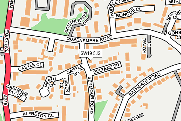 SW19 5JS map - OS OpenMap – Local (Ordnance Survey)