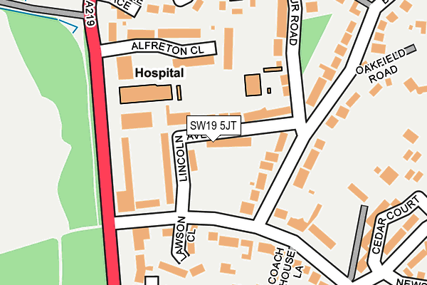 SW19 5JT map - OS OpenMap – Local (Ordnance Survey)
