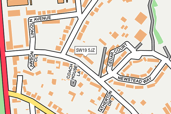 SW19 5JZ map - OS OpenMap – Local (Ordnance Survey)