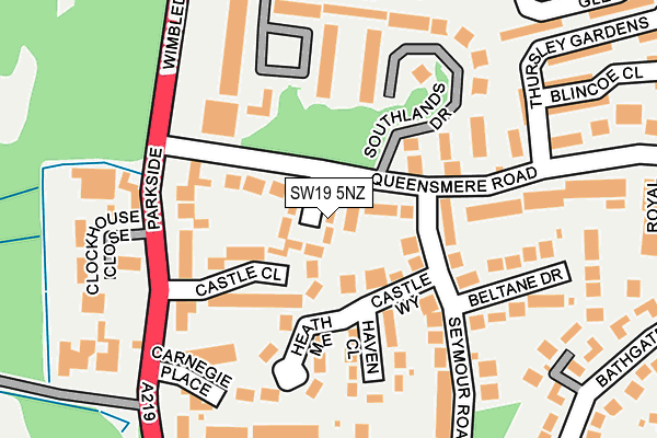 SW19 5NZ map - OS OpenMap – Local (Ordnance Survey)