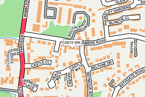 SW19 5PA map - OS OpenMap – Local (Ordnance Survey)