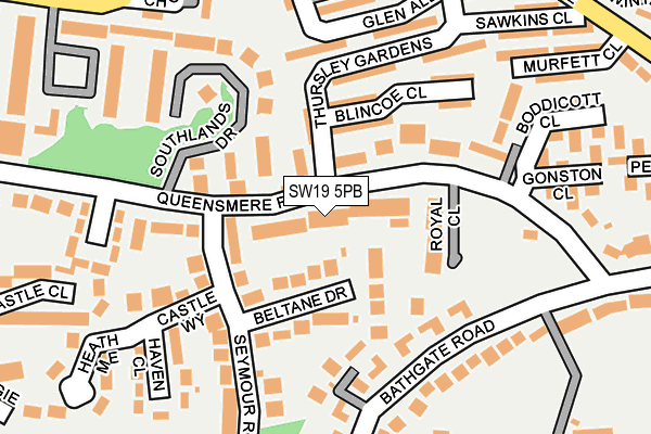 SW19 5PB map - OS OpenMap – Local (Ordnance Survey)