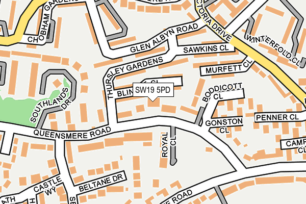 SW19 5PD map - OS OpenMap – Local (Ordnance Survey)