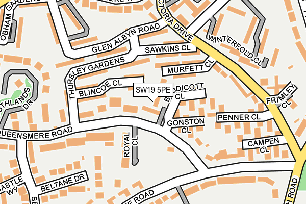 SW19 5PE map - OS OpenMap – Local (Ordnance Survey)