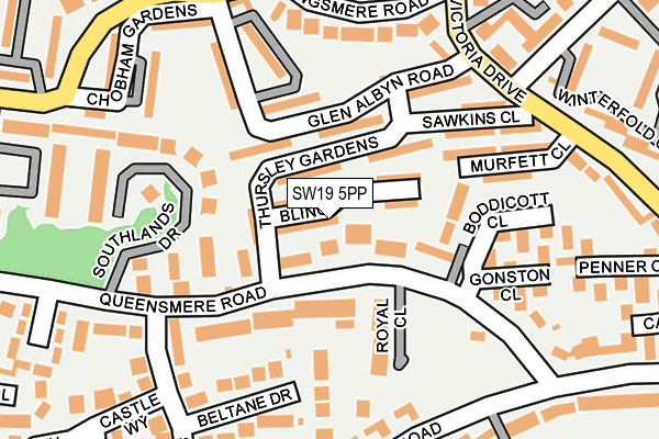 SW19 5PP map - OS OpenMap – Local (Ordnance Survey)