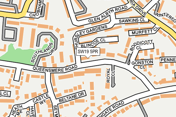 SW19 5PR map - OS OpenMap – Local (Ordnance Survey)