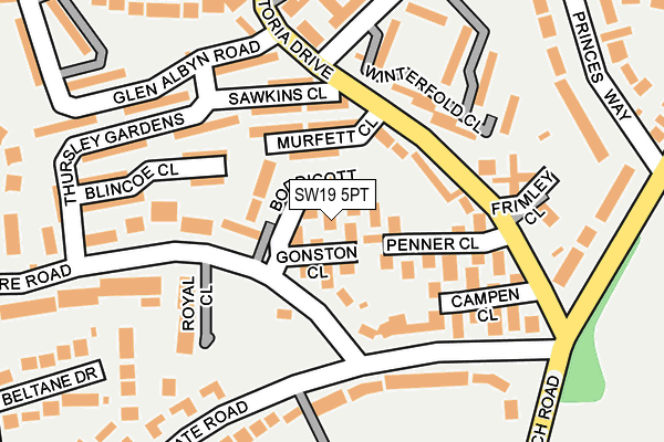 SW19 5PT map - OS OpenMap – Local (Ordnance Survey)