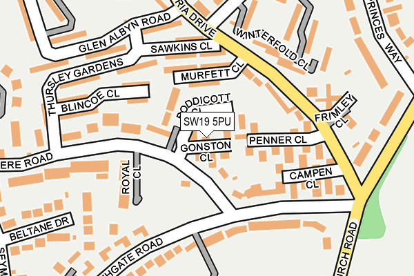 SW19 5PU map - OS OpenMap – Local (Ordnance Survey)