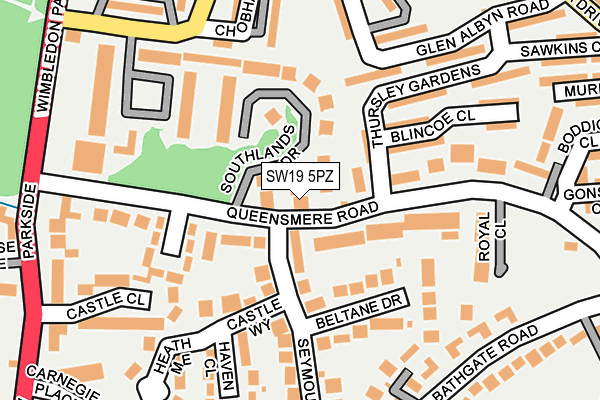 SW19 5PZ map - OS OpenMap – Local (Ordnance Survey)