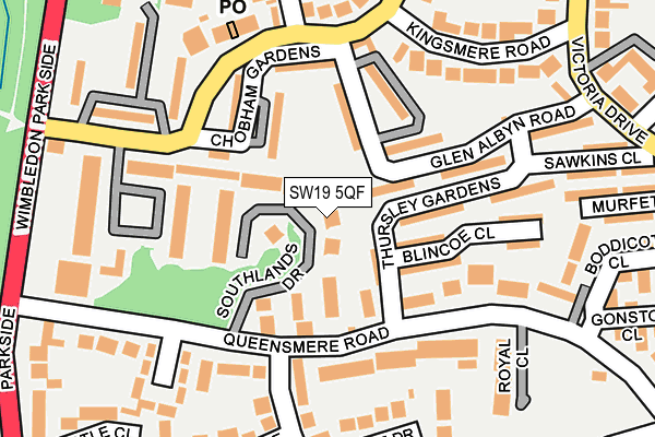 SW19 5QF map - OS OpenMap – Local (Ordnance Survey)