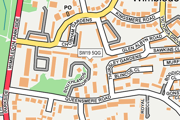 SW19 5QG map - OS OpenMap – Local (Ordnance Survey)