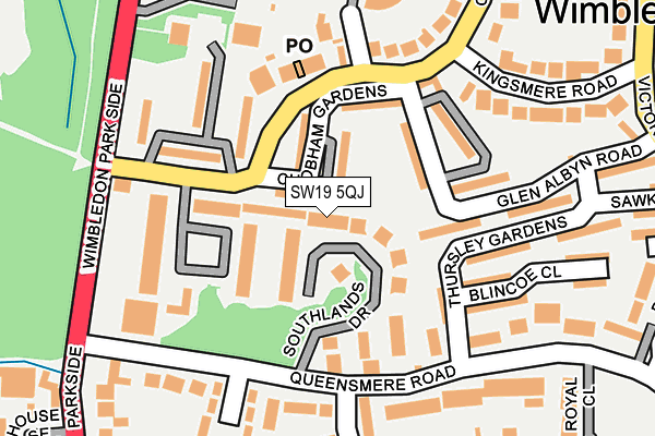 SW19 5QJ map - OS OpenMap – Local (Ordnance Survey)