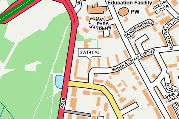 SW19 6AJ map - OS OpenMap – Local (Ordnance Survey)