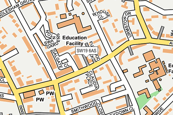 SW19 6AS map - OS OpenMap – Local (Ordnance Survey)