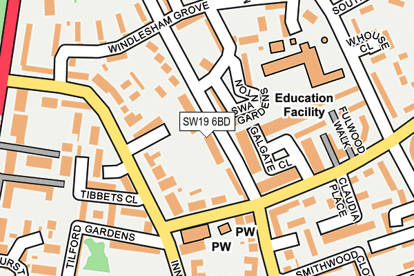 SW19 6BD map - OS OpenMap – Local (Ordnance Survey)