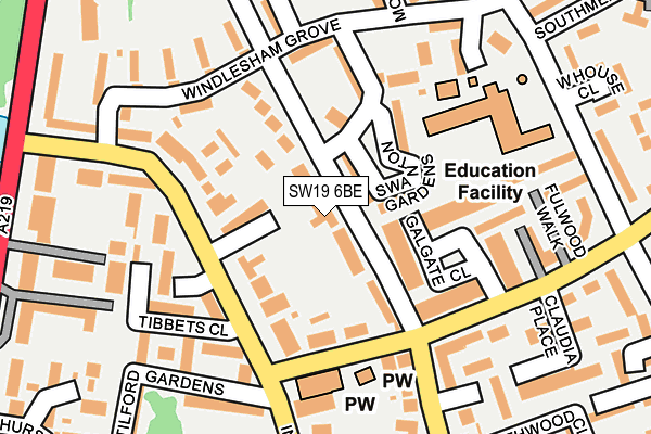 SW19 6BE map - OS OpenMap – Local (Ordnance Survey)