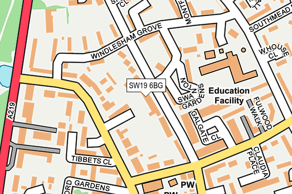 SW19 6BG map - OS OpenMap – Local (Ordnance Survey)