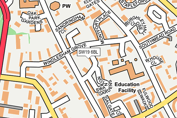 SW19 6BL map - OS OpenMap – Local (Ordnance Survey)