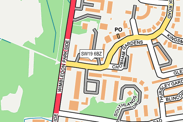 SW19 6BZ map - OS OpenMap – Local (Ordnance Survey)