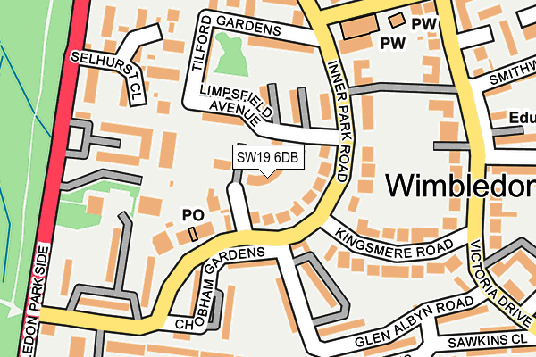 SW19 6DB map - OS OpenMap – Local (Ordnance Survey)