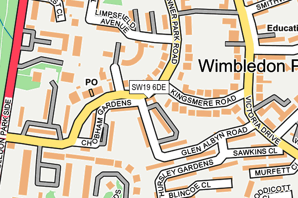 SW19 6DE map - OS OpenMap – Local (Ordnance Survey)