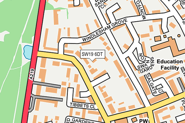 SW19 6DT map - OS OpenMap – Local (Ordnance Survey)