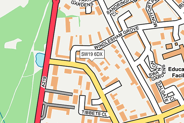 SW19 6DX map - OS OpenMap – Local (Ordnance Survey)