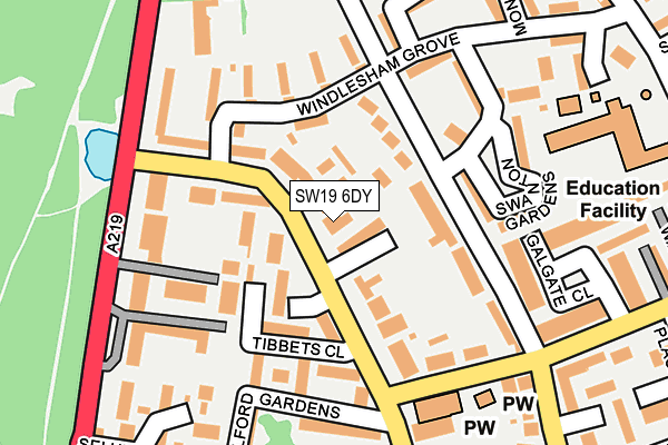 SW19 6DY map - OS OpenMap – Local (Ordnance Survey)