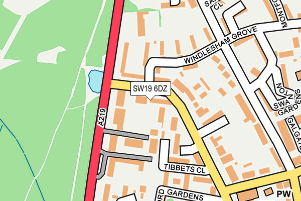 SW19 6DZ map - OS OpenMap – Local (Ordnance Survey)