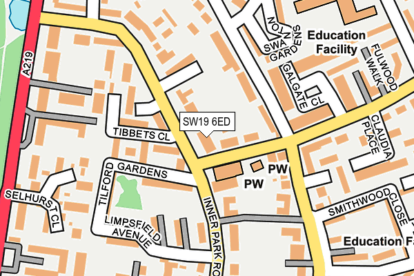 SW19 6ED map - OS OpenMap – Local (Ordnance Survey)