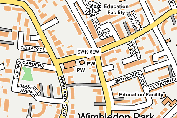 SW19 6EW map - OS OpenMap – Local (Ordnance Survey)