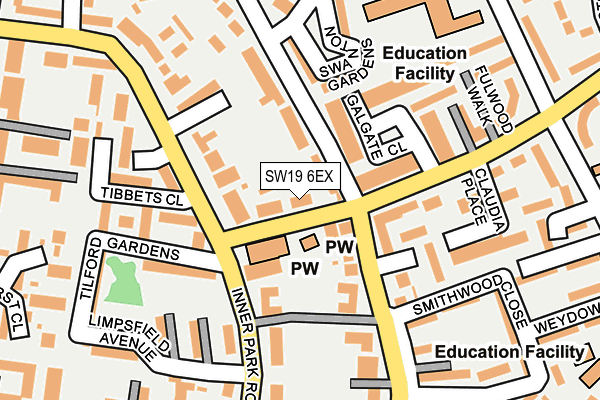 SW19 6EX map - OS OpenMap – Local (Ordnance Survey)