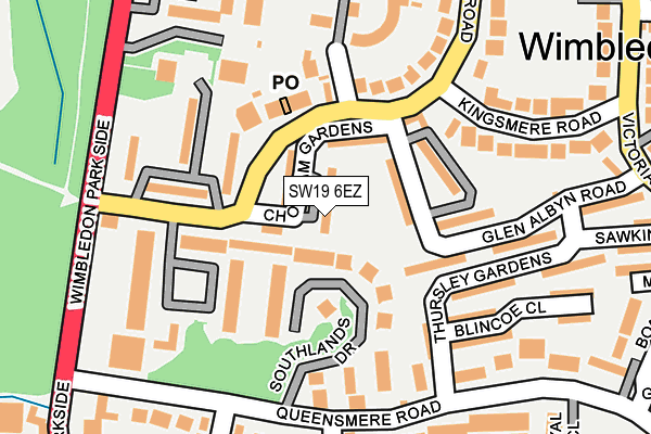 SW19 6EZ map - OS OpenMap – Local (Ordnance Survey)