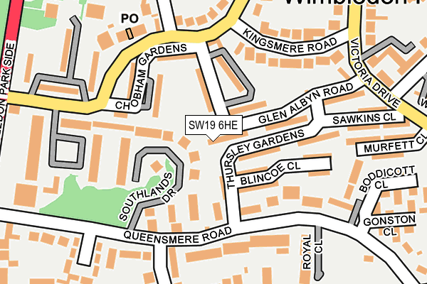 SW19 6HE map - OS OpenMap – Local (Ordnance Survey)